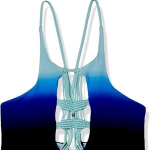 Dolce Vita Swimsuit Top Size Small, Blue-aqua. With Macramé Inset-swimwear